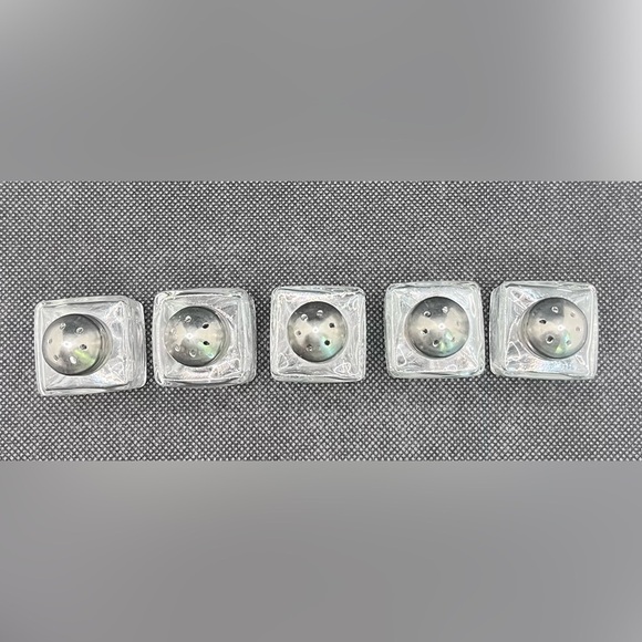 Vintage Salt & Pepper Shakers - Square Glass & Silver Plate - Lot of 5 - Picture 2 of 3